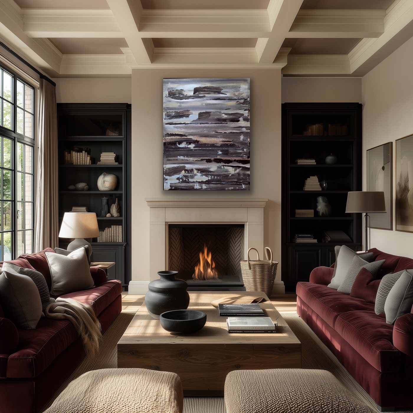 Custom original commissioned for a client's fireside library