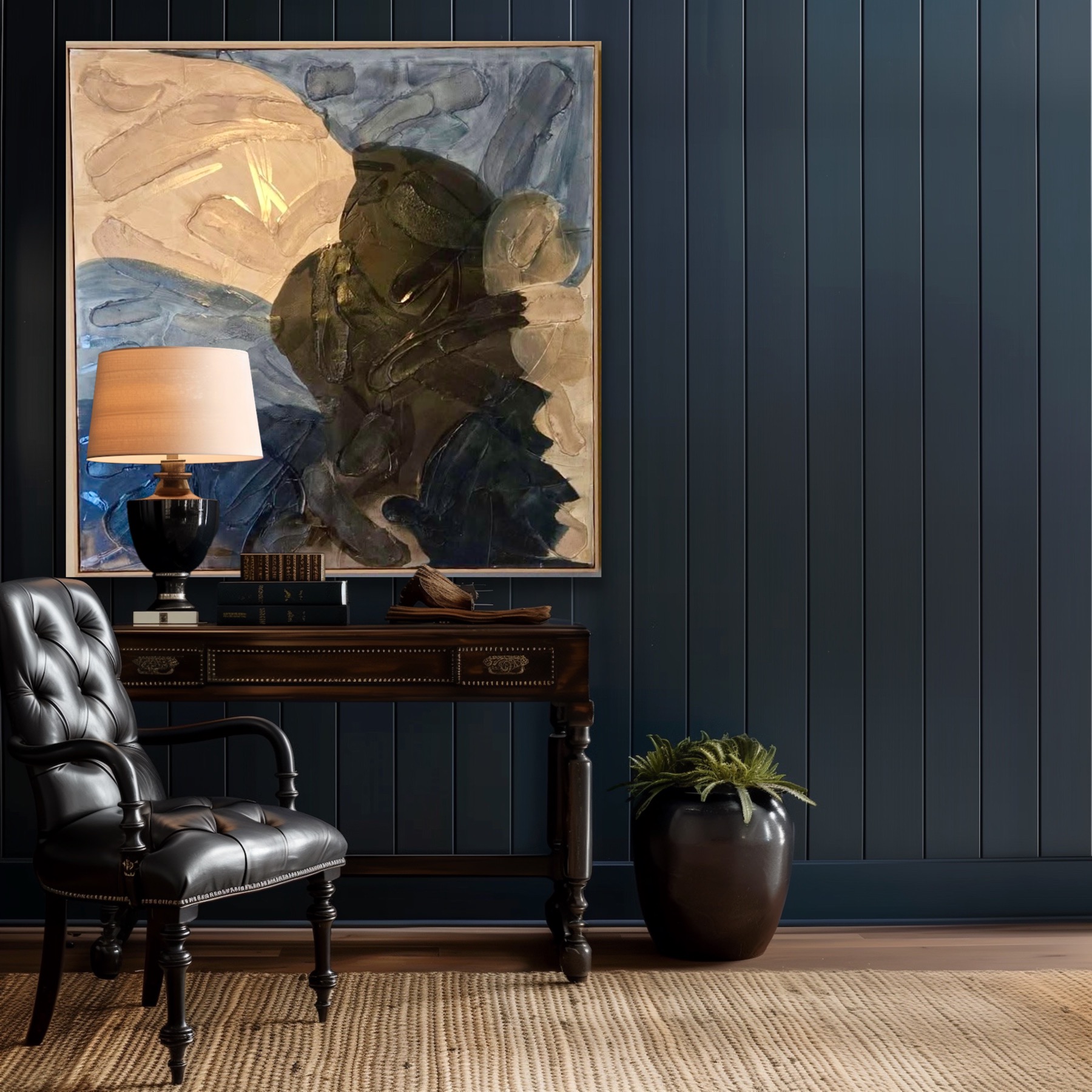 Custom original commissioned for a client's dark-paneled study